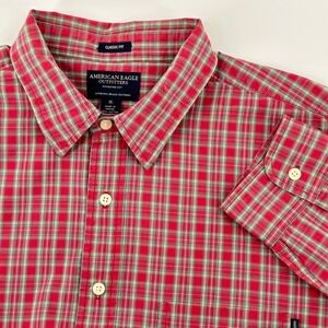 American‎ Eagle Outfitters Mens XL Plaid Long Sleeve Shirt Classic Fit Red/Green